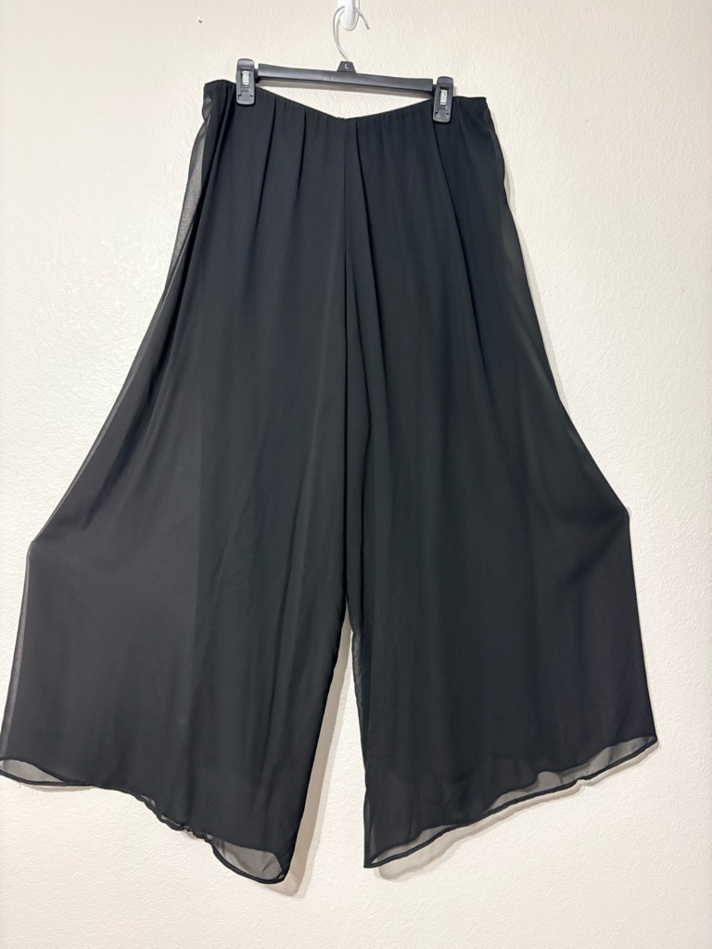 Alex Evenings Black Chiffon Sheer Wide-Leg Overlay Pull On Flowy Dressy Pants M - Picture 4 of 13